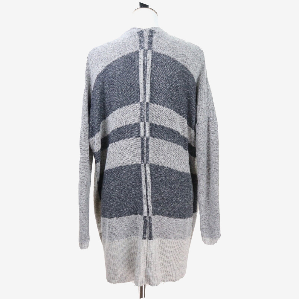 Lovestitch Size S Midi Cardigan Knit Sweater Wool Blend Stripe Grey - Picture 5 of 9